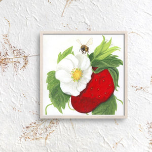 Berry Blossom - Art Print - Strawberry Art - Bee Art - Blossom - Strawberries