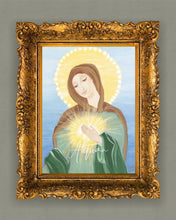Load image into Gallery viewer, Mary Flame of Love - Art Print - Family Devotion - Catholic Art - Marian Art