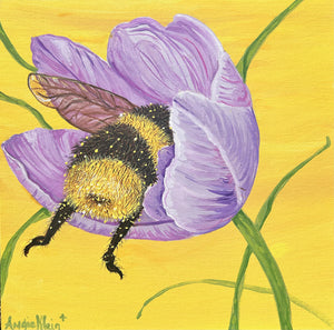 Bee Butt in Lilac - Original Art  10" x 10"
