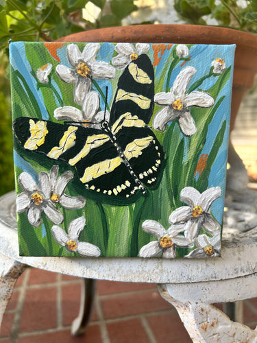 Little Zebra Longwing - Small Original Art - Acrylic Art
