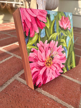 Load image into Gallery viewer, Zinnias in Pink - Original Art - Zinnia Art - Bumble Bee Art -Florida Art - 1 of 2