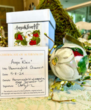 Load image into Gallery viewer, Hummingbird and Magnolia Glass Ornament - Hand painted - Keepsake Gift