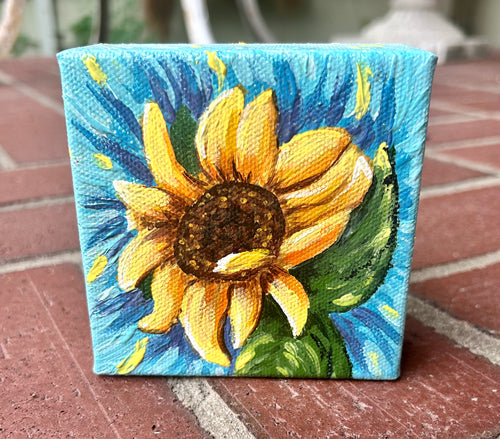 Happy Sunflower- Small Art - Original Art - Acrylic Painting