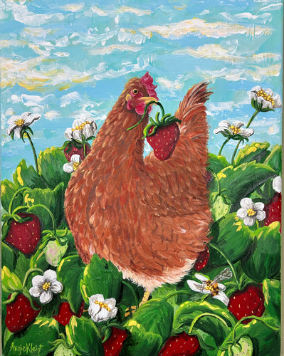 Penny Loves Strawberries Print - Original Art Print - Fine Art Print