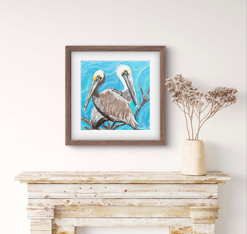 Sisters Pelican Print - Original Art - Coastal Art - Beach Art - Bird Art