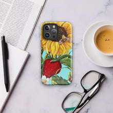Load image into Gallery viewer, Sunny Berries Tough Case for iPhone® - Sunflower , Strawberry and Bee Phone Case - Artistic Phone Cover - Original Art
