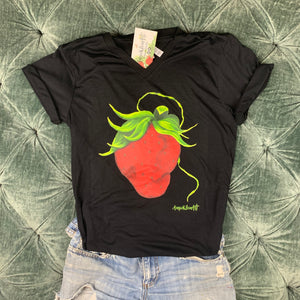Art Tee ~ Black Sassy Strawberry