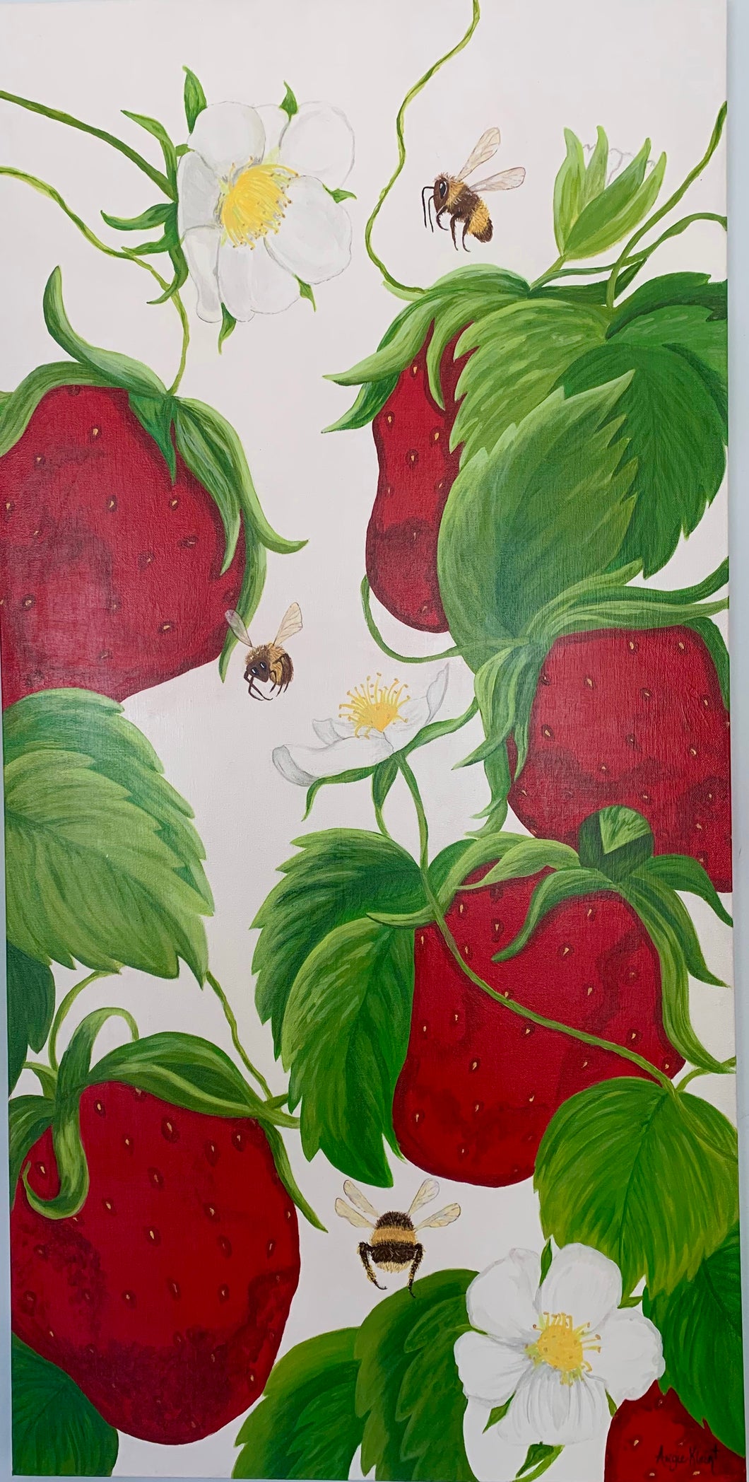 Strawberries and Bees - Original Art