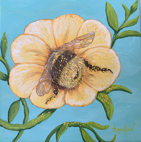 Bee Butt in Tulip - Original Artwork