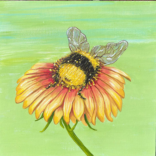 Sleepy Bee - Original Painting- Green