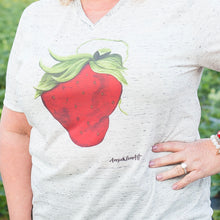 Load image into Gallery viewer, Art Tee ~ Marbled V-Neck Sassy Strawberry