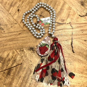 Leopard Sassy Strawberry Tassel Necklace